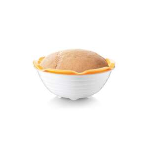 TESCOMA DELLA CASA bread baking bowl with lid, white and yellow, for making homemade bread - Bread Bin