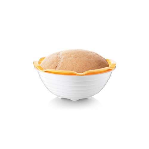 TESCOMA DELLA CASA kenyér sütő tál fedővel, fehér és sárga, házi kenyér készítéséhez