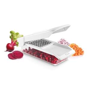 HANDY vegetable and fruit slicer, cube and stick shape, 2 blades, white, with container - Tescoma