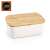 Good Design white tea bag holder with bamboo lid and dividers, perfect for organizing and storing tea bags
