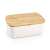 White tea bag holder with bamboo lid and dividers, perfect for organizing and storing tea bags