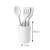 Good Design white ceramic kitchen utensil holder with wooden spoons and spatulas, 18 cm tall, 11 cm diameter