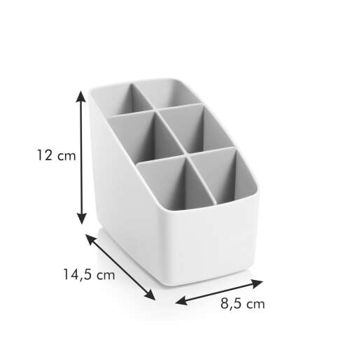 LAGOON Kosmetik Organizer mit Maßen, 6 Fächer, Weiß und Grau