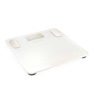 LAGOON Digital Body Composition Scale, white, tempered glass platform, LCD display, measures weight, body fat, water, muscle mass, bone mass, BMR, BMI - Personal Scale