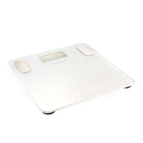 LAGOON Digital Body Composition Scale, white, tempered glass platform, LCD display, measures weight, body fat, water, muscle mass, bone mass, BMR, BMI