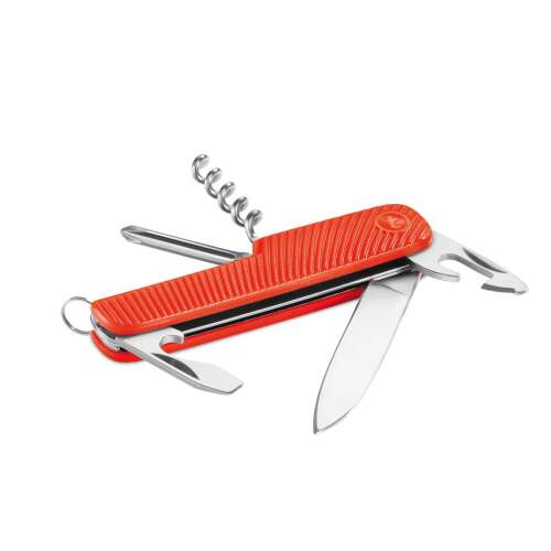 MOVE Multifunkciós zsebkés, red multi-tool pocket knife with corkscrew, bottle opener, screwdriver, and key ring