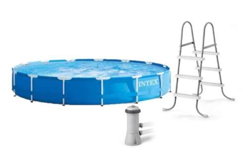 Intex fémvázas Medence vízforgatóval + takaró + létra 457x84cm (28240GN)