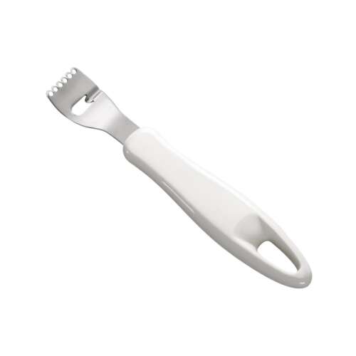 PRESTO Lemon Zester, stainless steel zester with white plastic handle, for making lemon zest