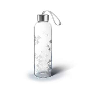 myDRINK 0,5L Glaswasserflasche mit Blumendesign, Edelstahldeckel und Trageschlaufe, von Tescoma - Thermoskannen und Getränkehalter