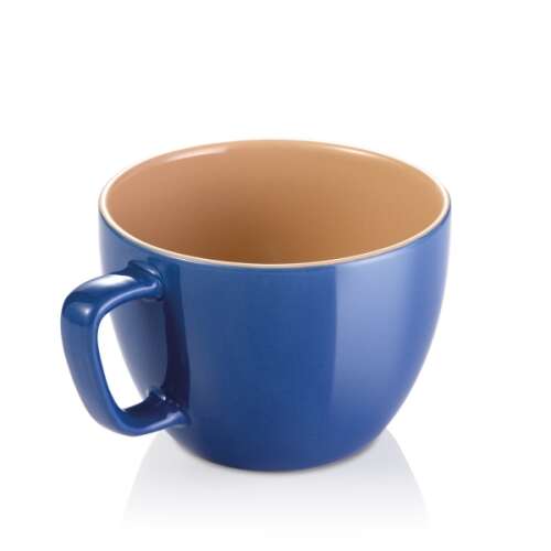CREMA SHINE blue ceramic mug with beige interior