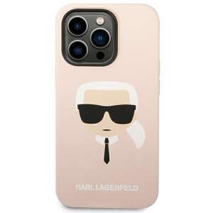 Karl Lagerfeld Pink Silikon iPhone 14 Pro Max Hülle mit Karl Kopf Design - Karl Lagerfeld Handyhüllen