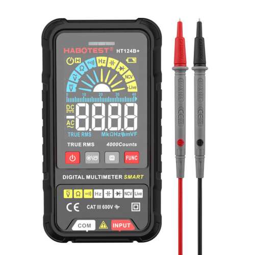 Multimetru digital Habotest HT124B+ cu cabluri de testare