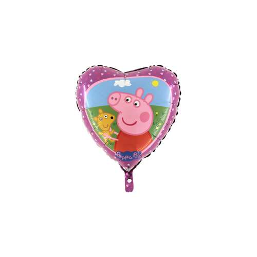 Peppa Pig szív alakú fólia lufi, 45 cm - Party kellék