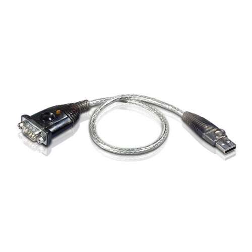 ATEN UC232A-AT cabluri seriale Din oţel inoxidabil, Transparente, Negru 0,35 m USB Tip-A DB-9
