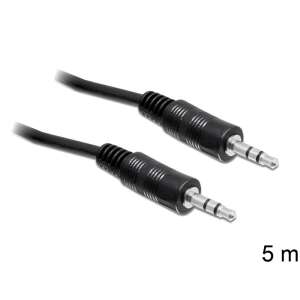 Delock 5 meter black stereo audio jack cable with 3.5 mm male connectors - Computers and Accessory