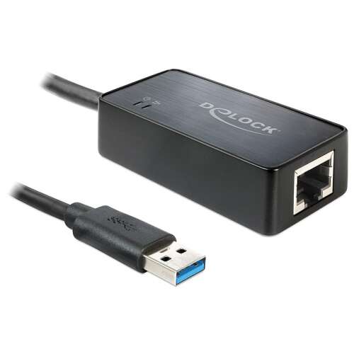 Delock adapter USB 3.0 &gt; Gigabit LAN 10/100/1000 Mb/s, telepítő CD-vel,fekete