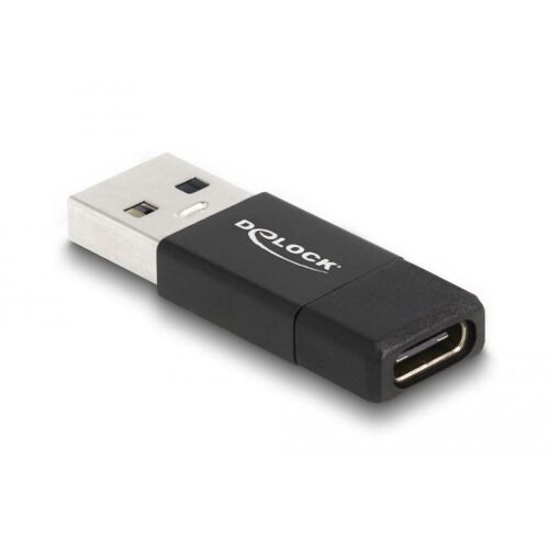 Čierny Delock USB 3.2 Gen 2 adaptér s USB-A a USB-C konektormi