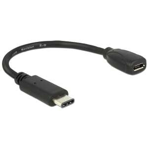 Adaptérový kábel Delock USB Type-C 2.0 zástrčka USB 2.0 Micro-B typ puzdra 15 cm čierna