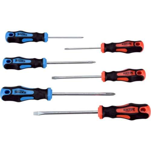 Extol Premium 6 darabos csavarhúzó készlet lapos és Phillips fejű csavarhúzókkal