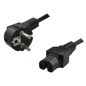 Logilink Netzkabel, CEE 7/7 (90 ) nach IEC C15, schwarz, 2 m 58764043 - Netzkabel