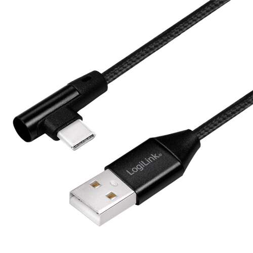 Kabel Logilink USB 2.0 Type-C do USB-A, z wtyczką kątową 90 stopni