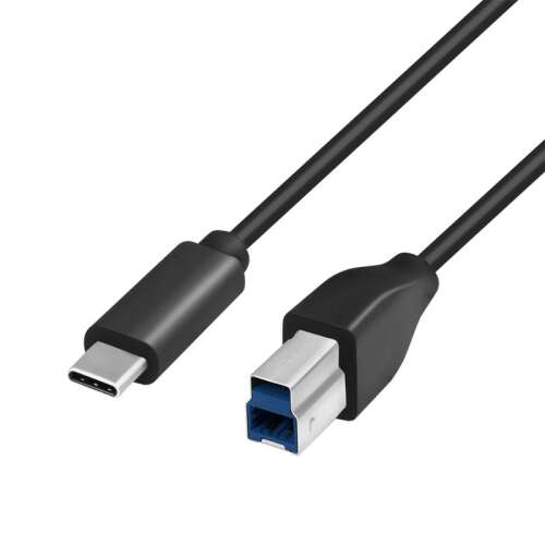 Logilink USB-C auf USB-B 3.0 Kabel, 2m, Schwarz