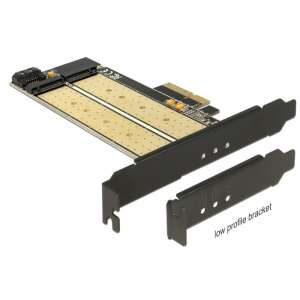 Delock PCI Express x4 kártya M.2 SATA és NVMe foglalatokkal, ferde nézet - PCI hálózati kártya