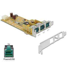 Delock PoweredUSB PCI Express kártya 3 x 12V porttal POS rendszerekhez és vonalkódolvasókhoz - USB kábel
