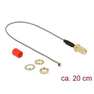 Delock Antenna kábel SMA anya válaszfali csatlakozóval ferrittekercs apa MHF  I csatlakozó 1.13 20 c