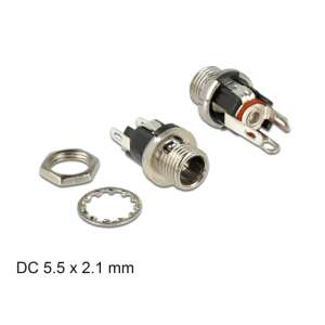 Delock DC 5.5 x 2.1mm Anya Bulkhead Csatlakozó Tápegységhez - DC kábel