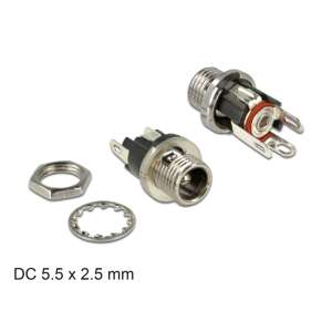 Conector mamă Delock DC 5.5x2.5mm pentru montare pe panou, alimentare - Cabluri DC