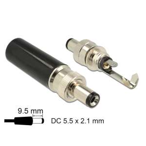 Conector alimentare Delock DC 5.5 x 2.1 mm tata, lungime 9.5 mm - Cabluri DC