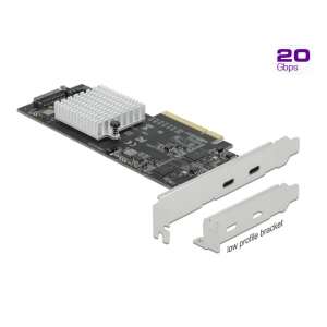 Delock PCI Express x8 kártya 2 külső SuperSpeed USB 20 Gbps USB Type-C porttal - PCI hálózati kártya