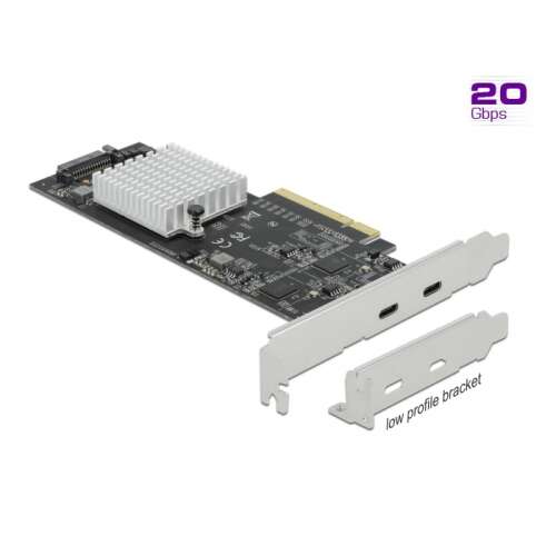 Delock PCI Express x8 Kártya - 2 x külső SuperSpeed USB 20 Gbps (USB 3.2 Gen 2x2) USB Type-C  hüvely