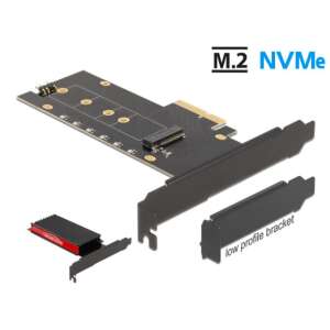 Delock PCI Express x4 kártya M.2 NVMe foglalattal, hűtőbordával és RGB LED világítással - PCI hálózati kártya