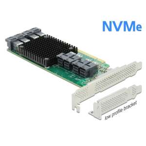 Delock PCI Express x16 kártya 8 belső NVMe SFF-8643 porttal és alacsony profilú konzollal - PCI hálózati kártya