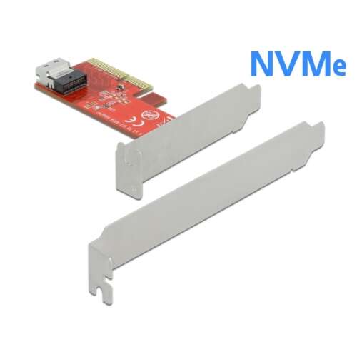 Delock PCI Express x4 kártya SFF-8654 4i NVMe csatlakozóval és alacsony profilú konzollal