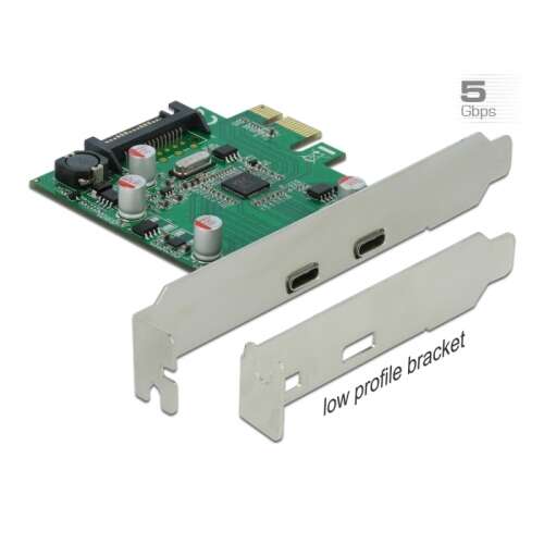 Karta Delock PCI Express x1 z 2 portami USB Type-C i niskoprofilowym wspornikiem
