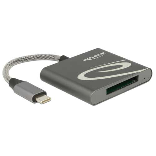 Delock USB Type-C XQD 2.0 Kartenleser, grau, schräge Ansicht