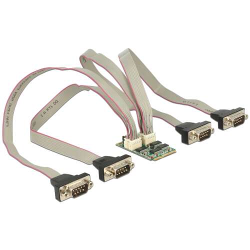 Delock modul MiniPCIe I/O PCIe teljes méret 4 x soros RS-232 feszültségellátással 91249705