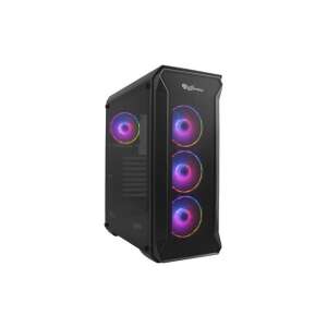 Genesis Irid 505 ARGB Midi Tower PC-Gehäuse, schwarz mit Seitenteil aus gehärtetem Glas und ARGB-Beleuchtung - Genesis