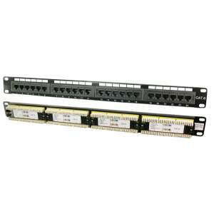 LogiLink Cat.6 Patch Panel, 24 port, unshielded RJ45, black, 1U, 19 inch rack mountable - Patch Panel
