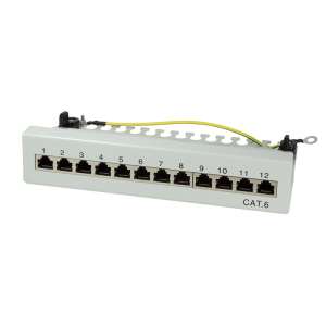 Logilink Cat.6 12-portový patch panel, tienený, svetlosivý, stolný - Logilink
