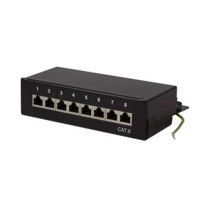 Logilink Cat.6 8 portos patch panel, árnyékolt, asztali/fali, fekete - Kábel