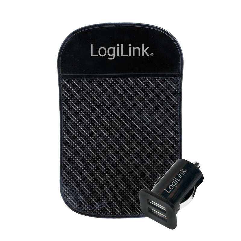 Logilink USB 2-port autós töltőkészlet, csúszásgátló szőnyeggel,...