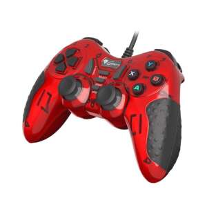 Genesis Mangan 200 Wired Gamepad for PC, Red-Black, angled view - Natec