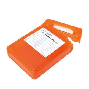 LogiLink 3.5" HDD Protection Box, orange hard drive case, protective storage for hard drives - Logilink External Hard Drive Enclosure