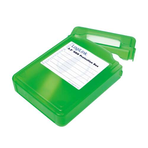 Logilink 3,5 hüvelykes HDD védődoboz, zöld, merevlemez tok, védőtok, tároló tok - Adattároló