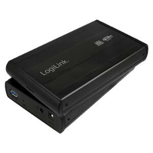 LogiLink Super Speed USB 3.0 aluminiowa obudowa HDD dla 3,5" dysku SATA, czarna, widok pod kątem - Logilink