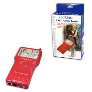 LogiLink 5 w 1 tester kablowy, tester kabli sieciowych, RJ-11, RJ-45, BNC, USB, IEEE1394 - Logilink